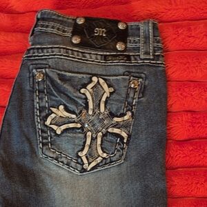 Miss Me Blue Boot Cut Jeans with Embellished Cross Pocket